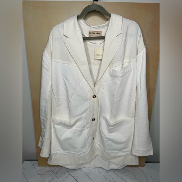 Free People “We the Free Cassandra” Oversized Blazer — Ivory / Cream, Size Large - Picture 2 of 6